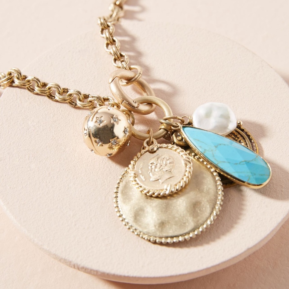 ANTHROPOLOGIE Clustered Charm Necklace - Picture 2 of 7